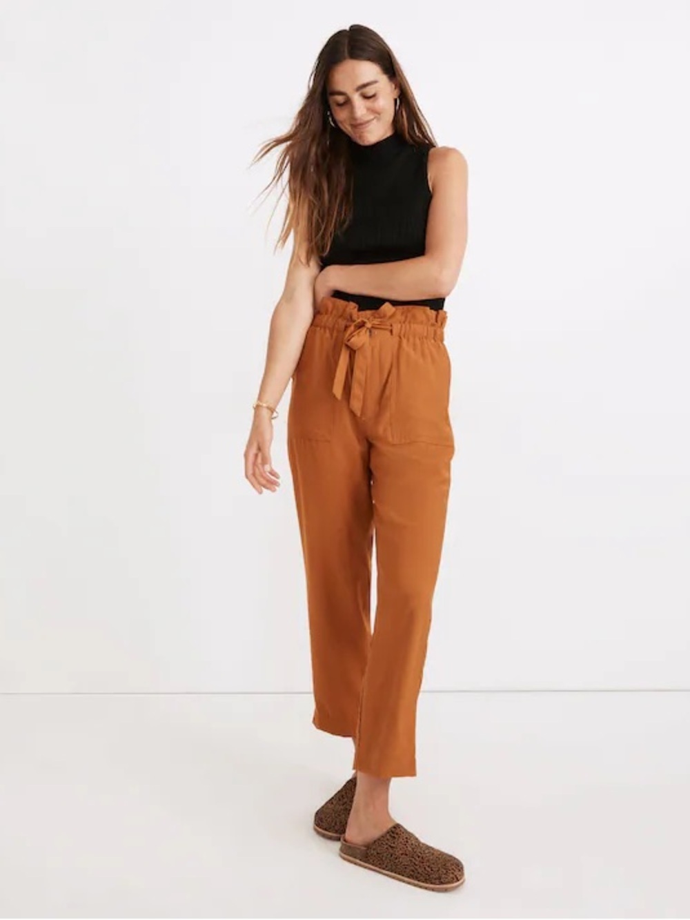 Madewell Women’s Dunaway Paper Bag Waist Pants in Orange‎ Size Medium